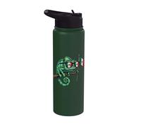Mexico Flag Chameleon Mexican Pride Mexican Roots Mexican Stainless Steel Insulated Water Bottle
