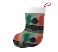 Mexico Flag Large Christmas Stocking 17.7", Xmas Gift Sock for Family, Hanging Stocking, Party Decor