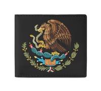Mexico Flag Leather Wallet Slim Purse with ID Window RFID Blocking Bifold for Men Women
