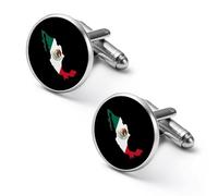 Mexico Flag Map Mens Classic Cufflinks Custom Shirt Cuff Links Jewelry Accessories for Business Wedding 0.7" 0.8"