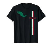 Mexico Flag & Map, Minimalist Mexico Pride Graphic Value Graphic T-Shirt, Men, Black, L