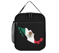 Mexico Flag Map Printed Insulated Lunch Box Portable Lunch Bag with Detachable Handle for Travel Work Picnic