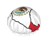 Mexico Flag Map Printed Large Shower Cap, Double Layer Hair Protector For Facial Care, Reusable Hair Wrap