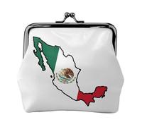 Mexico Flag Map Printed Microfiber PU Leather Wallet Kiss Lock Mini Pouch for Lipstick Key Change Organization