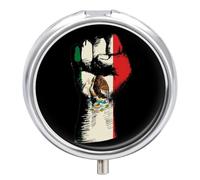 Mexico Flag Nation Spirit Cute Travel Pill Organizer Portable Small Round Medicine Case Box for Pocket Purse