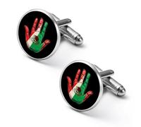 Mexico Flag Palm Shirt Cufflinks Round Cuff Links for Business Wedding Party Father's Day Gift 1.7cm