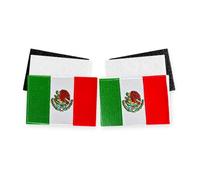 Mexico Flag Patch Hook and Loop Set, 2 Patches + 4 Loops (White & Black) | Embroidered Mexican Morale Patch, 3.5 x 2.5 in, No Ironing