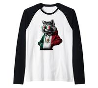 Mexico Flag Raccoon Mexican Pride Mexican Roots Mexican Flag Raglan Baseball Tee