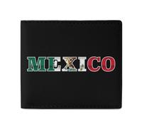 Mexico Flag Symbol Leather Wallet Slim Purse with ID Window RFID Blocking Bifold for Men Women