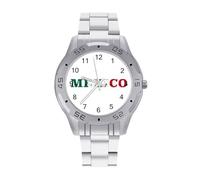Mexico Flag Symbol Vintage Wrist Watches Men's Classic Business Watch Casual Stainless Steel Band for Boyfriend Father