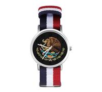 Mexico Flag Wrist Watches with Scale for Men Women Casual Braided Strap Easy Reader for Work Workout