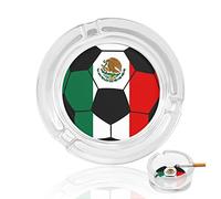 Mexico Football Soccer Glass Ashtrays for Cigarette Round Ash Tray Ash Holder for Home Office Decor