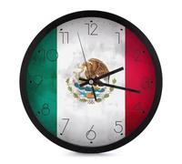 Mexico Grunge Flag Modern Wall Clock 10 Inch Non Ticking Silent Quartz Round Clocks for Home Office Decor