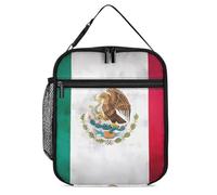 Mexico Grunge Flag Printed Insulated Lunch Box Portable Lunch Bag with Detachable Handle for Travel Work Picnic