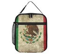 Mexico Grunge Flag Printed Insulated Lunch Box Portable Lunch Bag with Detachable Handle for Travel Work Picnic