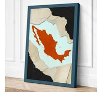 Mexico in Orange Modern Canvas Wall Art Print 24x16 Inch (61 x 41 cm)