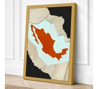 Mexico in Orange Modern Canvas Wall Art Print 24x16 Inch (61 x 41 cm)