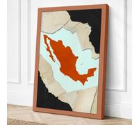 Mexico in Orange Modern Canvas Wall Art Print 30x20 Inch (76 x 51 cm)