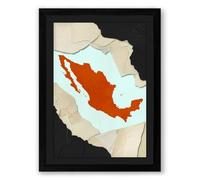 Mexico in Orange Modern Framed Wall Art Print A1 (84.1×59.4cm) Black, Wall Decor for Living Room, Bedroom, Office & Home, Ready to Hang, Art Gift