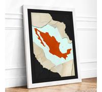 Mexico in Orange Modern Framed Wall Art Print A2 (59.4×42cm) White, Wall