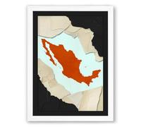 Mexico in Orange Modern Framed Wall Art Print A2 (59.4×42cm) White, Wall Decor for Living Room, Bedroom, Office & Home, Ready to Hang, Art Gift
