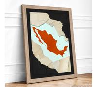 Mexico in Orange Modern Framed Wall Art Print A3 (42×29.7cm) Oak, Wall