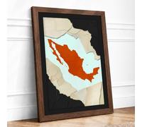 Mexico in Orange Modern Framed Wall Art Print A3 (42×29.7cm) Walnut, Wall