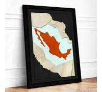 Mexico in Orange Modern Framed Wall Art Print A4 (29.7×21cm) Black, Wall