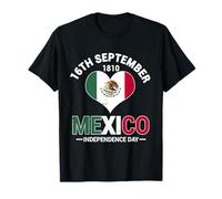 Mexico Independence Day 1810 Heart Flag Viva Mexico T-Shirt