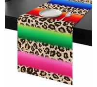 Mexico Leopard Table Runner 48 Inches Long, Print Colorful Washable Table Runners Heat-Insulation Kitchen Dining Table Decorations for Home Party Decor, 13"x48"
