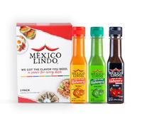 Mexico Lindo Hot Sauce Variety Pack | Includes 1 Bottles Each of Red Habanero + Green Habanero + Xxxtra Hot | 5 Fl Oz Bottles (Pack of 3)