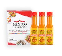 Mexico Lindo Red Habanero Hot Sauce | Real Red Habanero Chili Pepper | 78,200 Scoville Level | Enjoy with Mexican Food, Seafood & Pasta | 5 Fl Oz Bottles (Pack of 3)