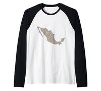 Mexico Map Mexican Proud Raglan Baseball Tee