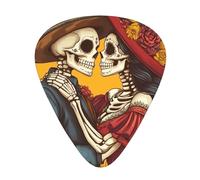 Mexico-Marigold-Skeletons 12 Pack Guitar Picks With 3 Thicknesses And Storage Box, Abs Plectrums For Electric Bass Guitar Players