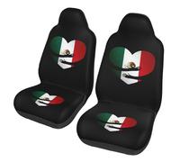 Mexico Mexican Flag Heart Van Seats Covers Durable Car Seat Protector Anti-Slip Car Seat Covers For Caravan Trucks Sedans Interior Accessories 2Pcs