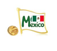 Mexico National Flag Green Pattern Golden Metal Flag Lapel Pin Badge