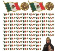Mexico Pin, 100PCS Waving Mexico Flag Pin Badge, Alloy Lapel Flag for Suit Jacket Clothes Backpack Hat, Decor