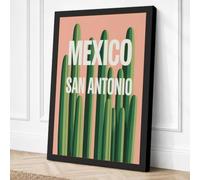 Mexico San Antonio Minimalist Canvas Wall Art Print 18x12 Inch