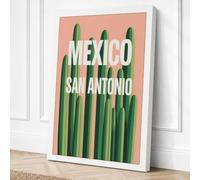 Mexico San Antonio Minimalist Canvas Wall Art Print 18x12 Inch