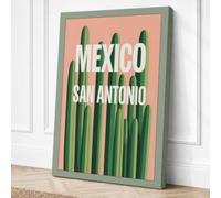 Mexico San Antonio Minimalist Canvas Wall Art Print 24x16 Inch