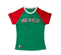 Mexico Shirt Graphic Baby Tees for Women Y2k Crop Top Mexico Jersey Vintage Summer Crop Tops 2000s Clothing, Green Red, S