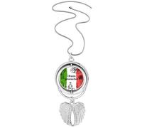 Mexico Sketch Cuisine Flag Round Cactus Pendant Angel Wings Rotating Necklace Jewelry