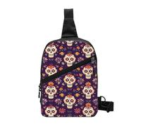 Mexico Skull Foldable Sling Bag for Men Women Water Resistant Chest Bag Skeleton Floral Fanny Pack Crossbody Backpack for Travel Hiking Sports