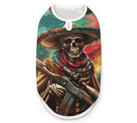 Mexico Skull Gun Graphic Dog Shirts Sleeveless T-Shirt Pet Tank Top Soft Summer Vests Clothes for Dogs And Cat 2XL