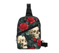 Mexico Skull Rose Foldable Sling Bag for Men Women Water Resistant Chest Bag Sugar Skeleton Fanny Pack Crossbody Backpack for Travel Hiking Sports