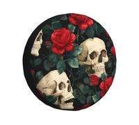Mexico Skull Rose Spare Tire Cover, Weatherproof UV Resistant Universal Wheel Protector for SUV RV Truck Trailer Camper, Sugar Skeleton Wheel Tire Cover 17 Inch
