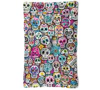 Mexico Skulls Doodle Washable Dog Bed Mat Soft Comfortable Anti-Slip Bottom Dog Crate Mat for Medium/Large Dogs 24" x 18"