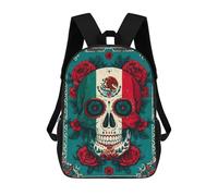 Mexico Sugar Skull Day Of The Dead Funny 17" Backpack Lightweight Daypack Laptop Bag for Travel Hiking Camping