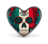 Mexico Sugar Skull Day Of The Dead Funny Metal Badge 1″ Heart Form Brooch Pin