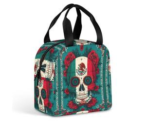 Mexico Sugar Skull Day of The Dead Insulated Lunch Bag Funny Reusable Lunch Box Tote Bags for Work Picnic Travel